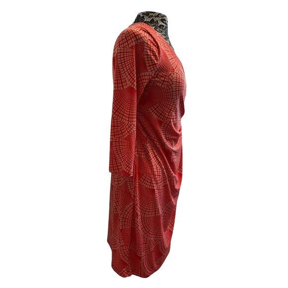 Pea in the Pod Maternity Wrap Dress Red White Geometric‎ V-Neck 3/4 Sleeves XS - Picture 14 of 15